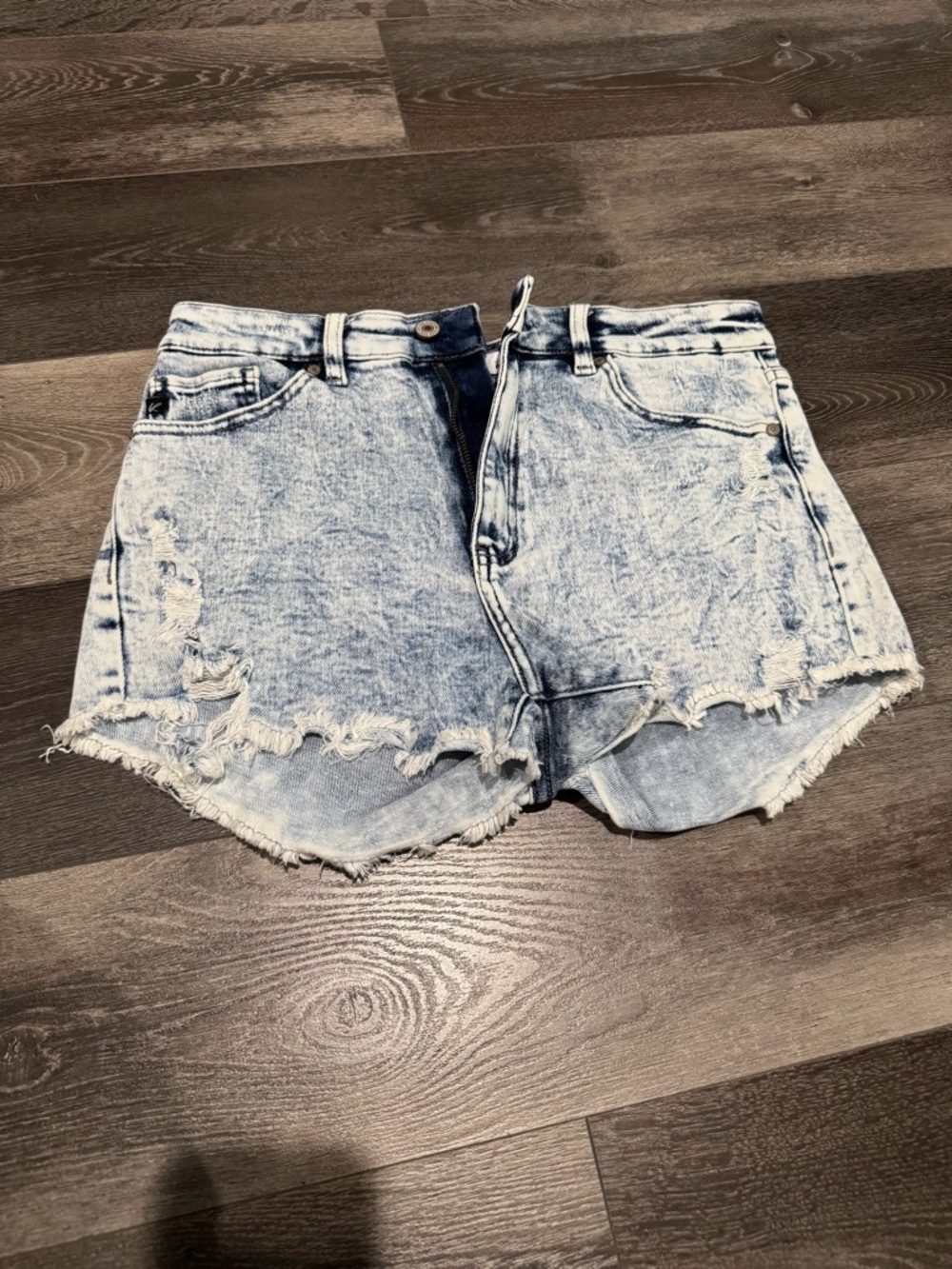 Light Acid Wash Distressed Denim Shorts - Women's